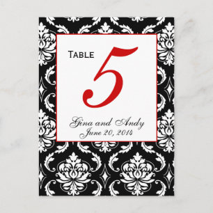 Elegant Damask Wedding Table Number Card
