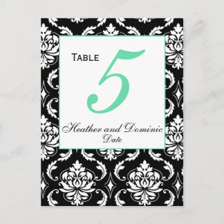 Elegant Damask Wedding Table Numbers Postcard
