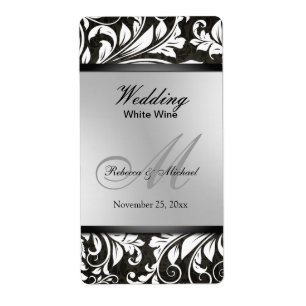 Elegant Damask Wedding Wine Labels