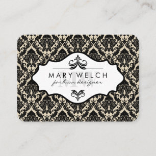 Elegant Damask with Monogram (appointment card) Appointment Card