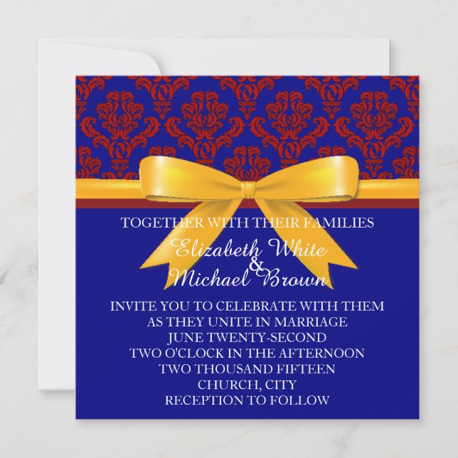 Elegant Damasks Wedding Invitation (Front)