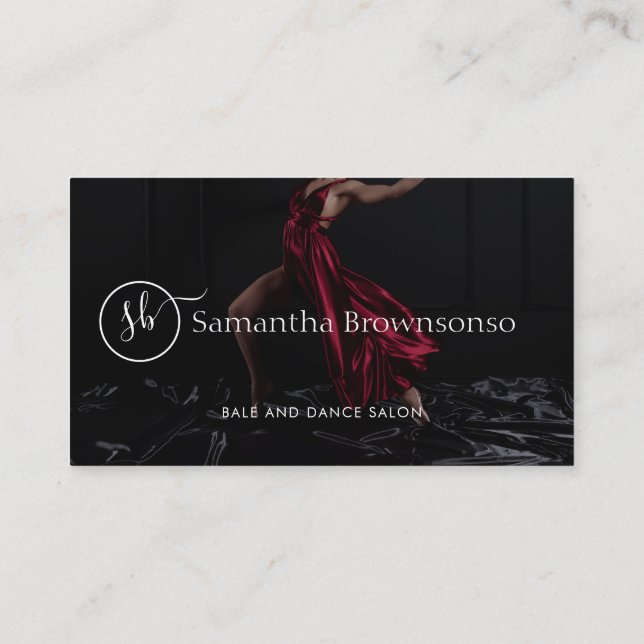 Elegant Dance Studio Instructor Business Card (Back)