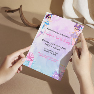 Elegant Dancer   Pink Floral Girl Birthday Party Invitation