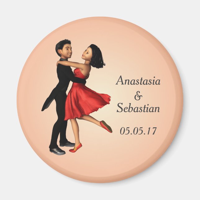 Elegant Dancers: Red Silk Dress (Personalised) Magnet (Front)