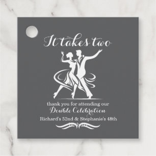 Elegant Dancing Couple Joint Birthday Celebration Favour Tags