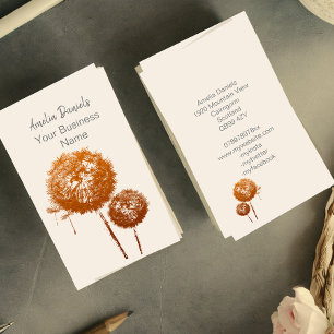 Elegant Dandelion Clock on Cream Business Card