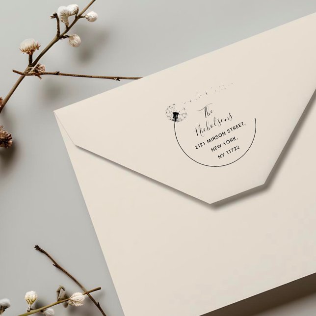 Elegant Dandelion Flower Return Address Rubber Stamp (Creator Uploaded)