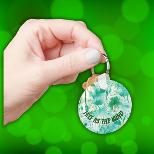 Elegant Dandelion Monogram Green and White   Key Ring