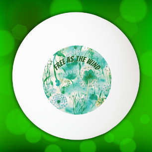 Elegant Dandelion Monogram Green and White Ping Pong Ball