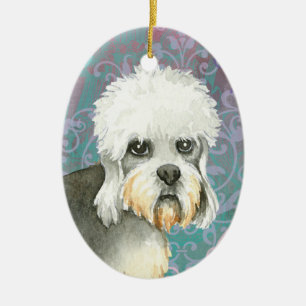 Elegant Dandie Dinmont Terrier Ceramic Tree Decoration