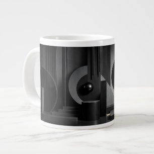 Elegant Dark Abstract Geometric Forms and Shadows Large Coffee Mug