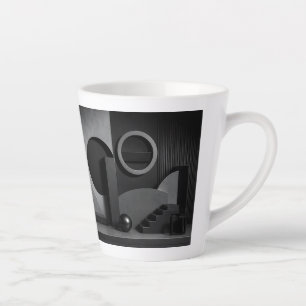 Elegant Dark Abstract Geometric Forms and Shadows Latte Mug
