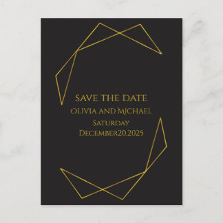 Elegant dark and gold save the date card