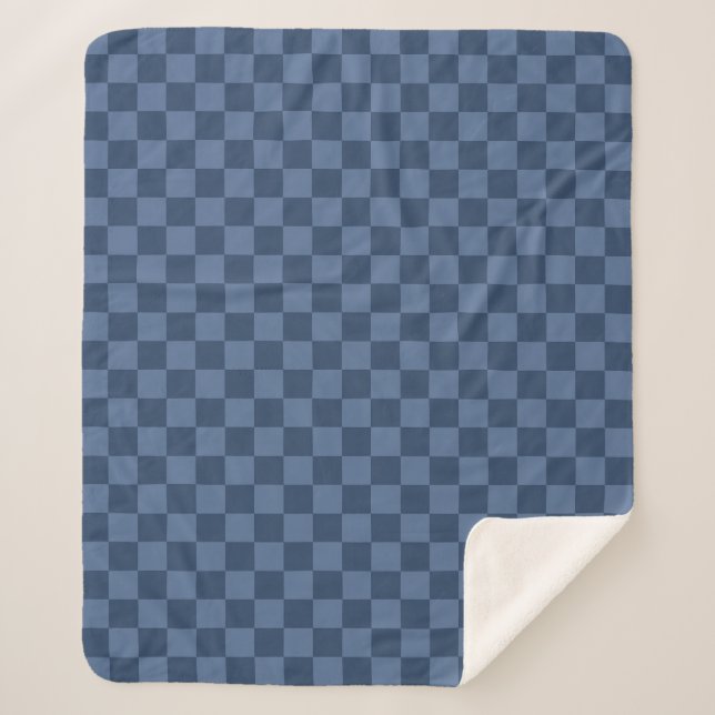 Elegant Dark and Light Blue Checkerboard Pattern Sherpa Blanket (Front)
