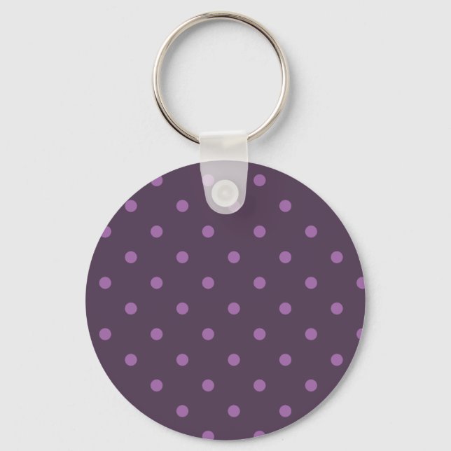 elegant dark and light purple polka dots key ring (Front)