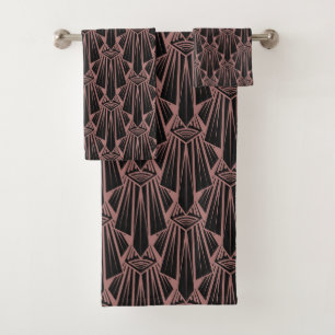 Elegant dark art deco abstract geometric elements bath towel set