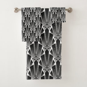 Elegant dark art deco abstract geometric elements bath towel set