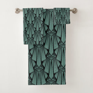 Elegant dark art deco abstract geometric elements bath towel set