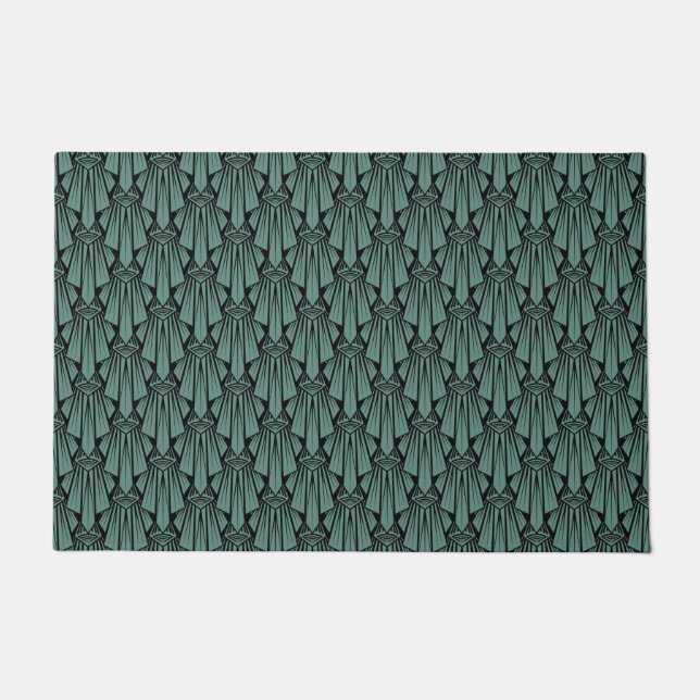 Elegant dark art deco abstract geometric elements doormat (Front)