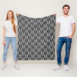 Elegant dark art deco abstract geometric elements fleece blanket