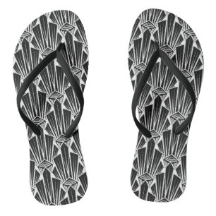 Elegant dark art deco abstract geometric elements flip flops