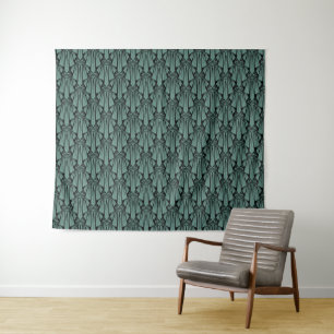 Elegant dark art deco abstract geometric elements tapestry