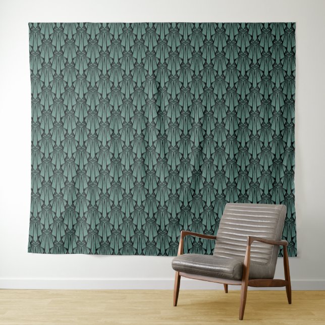 Elegant dark art deco abstract geometric elements  tapestry (In Situ (Horizontal))