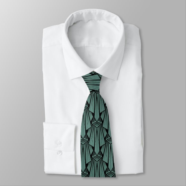 Elegant dark art deco abstract geometric elements tie (Tied)