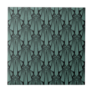 Elegant dark art deco abstract geometric elements tile