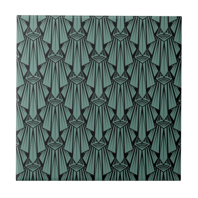 Elegant dark art deco abstract geometric elements tile (Front)