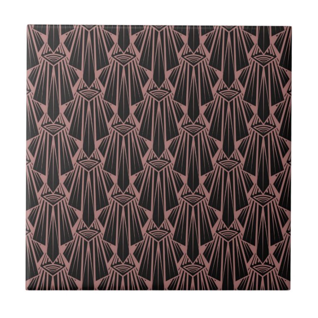 Elegant dark art deco abstract geometric elements tile (Front)
