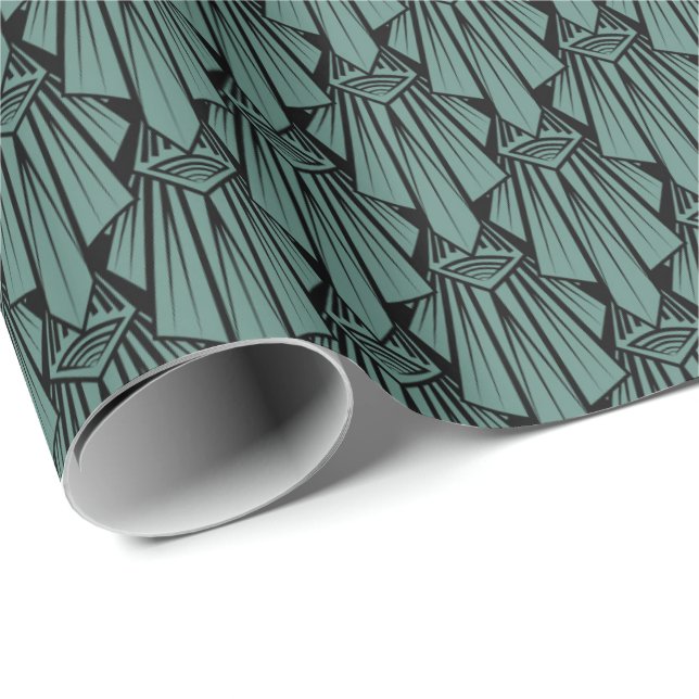 Elegant dark art deco abstract geometric elements  wrapping paper (Roll Corner)