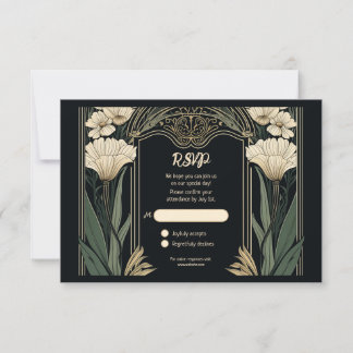 Elegant Dark Art Nouveau RSVP Card
