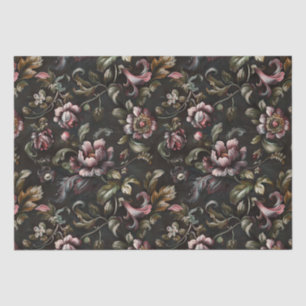 Elegant Dark Baroque Painting Flowers Decoupage Tissue Paper