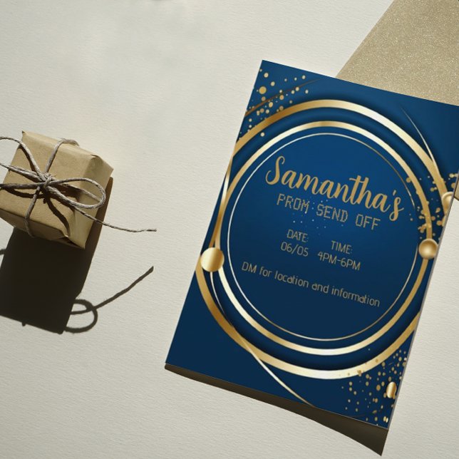Elegant Dark Blue and Gold Prom Invitation Flyer (Creator Uploaded)