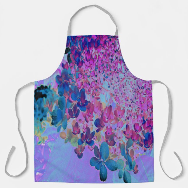 Elegant Dark Blue and Magenta Limelight Hydrangea Apron (Front)
