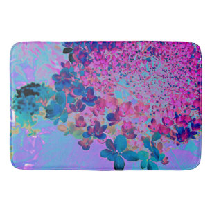 Elegant Dark Blue and Magenta Limelight Hydrangea Bath Mat