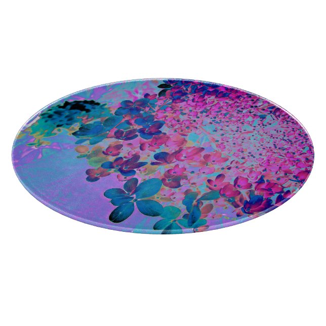 Elegant Dark Blue and Magenta Limelight Hydrangea Cutting Board (Corner)