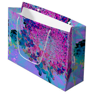 Elegant Dark Blue and Magenta Limelight Hydrangea Large Gift Bag