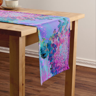 Elegant Dark Blue and Magenta Limelight Hydrangea Long Table Runner