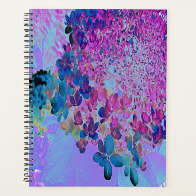 Elegant Dark Blue and Magenta Limelight Hydrangea Planner (Front)