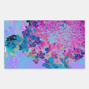 Elegant Dark Blue and Magenta Limelight Hydrangea Rectangular Sticker