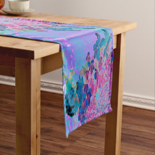 Elegant Dark Blue and Magenta Limelight Hydrangea Short Table Runner
