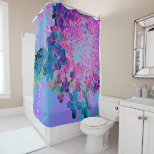Elegant Dark Blue and Magenta Limelight Hydrangea Shower Curtain
