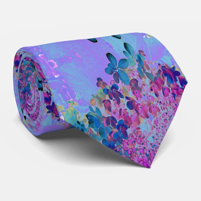 Elegant Dark Blue and Magenta Limelight Hydrangea Tie (Rolled)