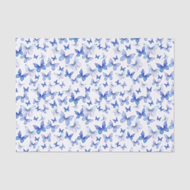 Elegant Dark Blue Butterflies Pattern  Tissue Paper (Front)