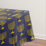Elegant Dark Blue | Chanukah Hanukkiyah | MENORAH Tablecloth<br><div class="desc">Elegant dark midnight blue MENORAH Tablecloth,  showing with faux gold menorah in a tiled pattern. This is a minimalist,  simple,  elegant design,  especially suitable for your Hanukkah celebrations.  Available in other colours,  or you can change the colour by clicking on Customise Further and choosing from the colour palette.</div>