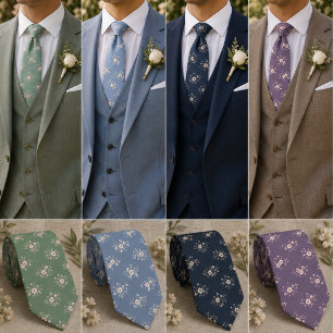 Elegant Dark Blue Ditsy Floral Tie