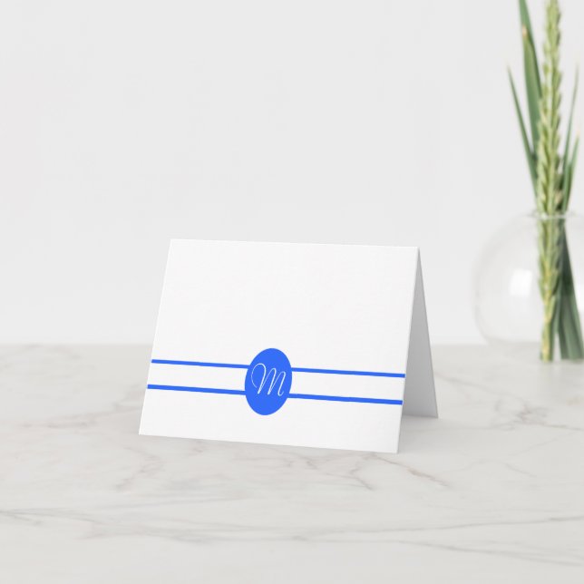 Elegant Dark Blue Double Stripe Blank Note Card (Front)