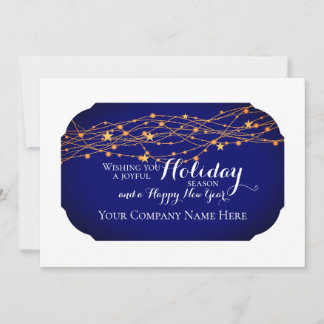 Elegant Dark Blue For Business Custom Holiday Card